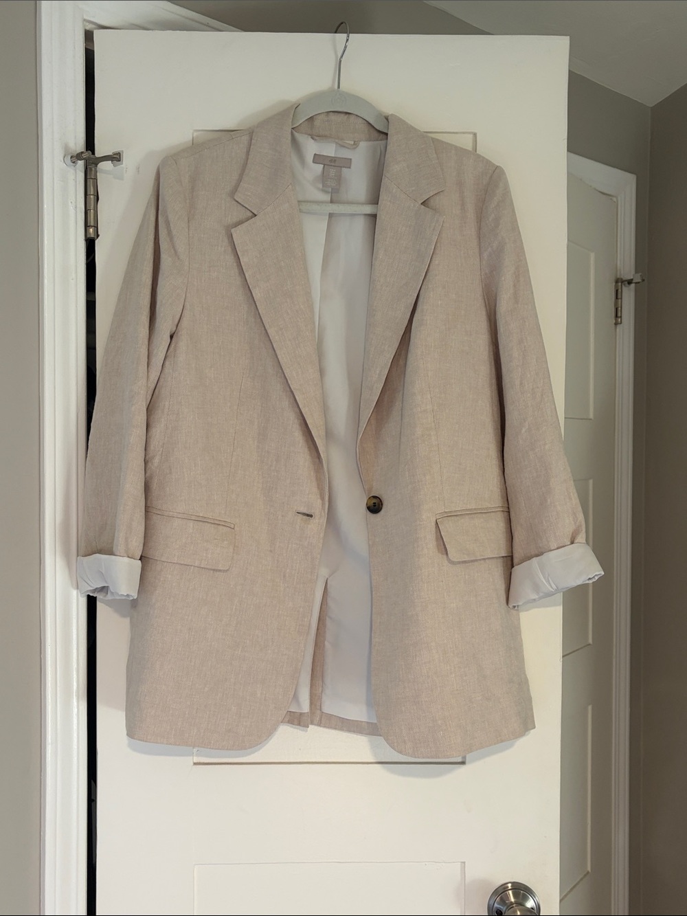 H&M Light Beige Women's Linen Blazer Jacket